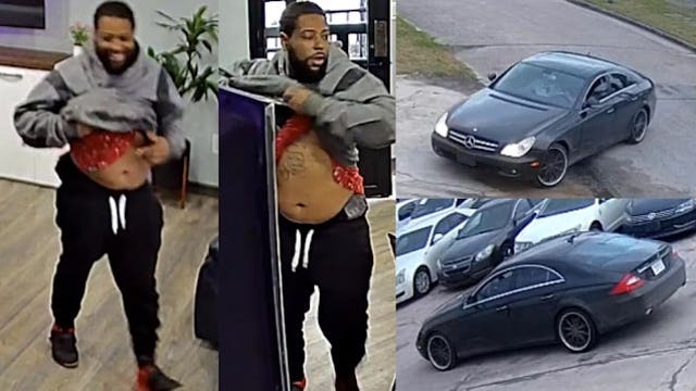 Video shows armed robbery suspect back out after tables turned at Houston car dealership