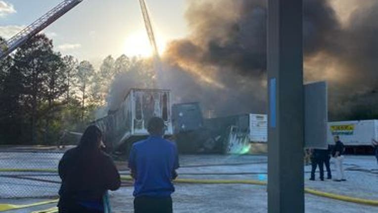 Officials say a plane crashed into the General Mills plant in Covington, Georgia on April 21, 2022.