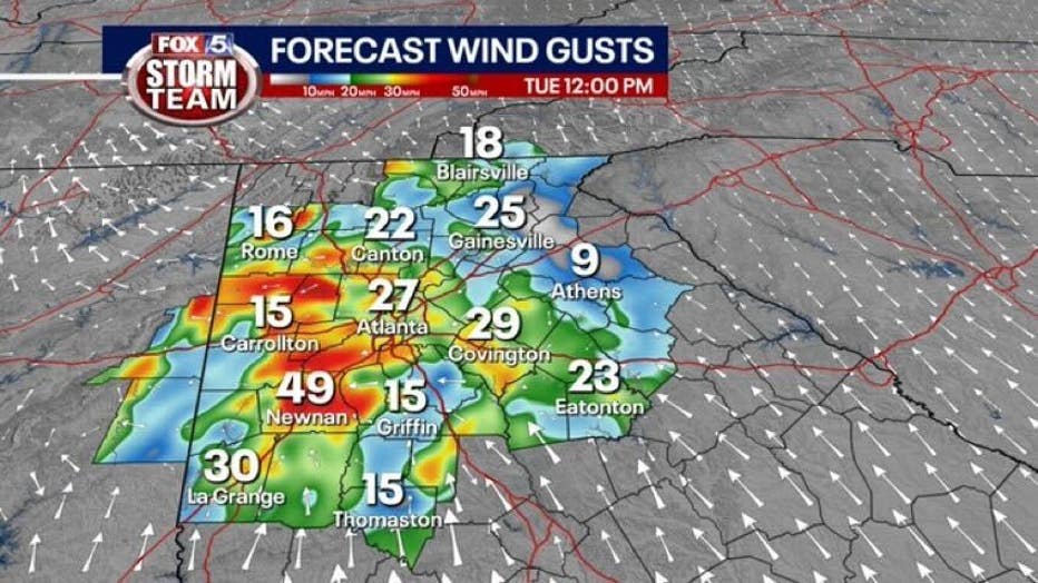 Forecast wind gusts
