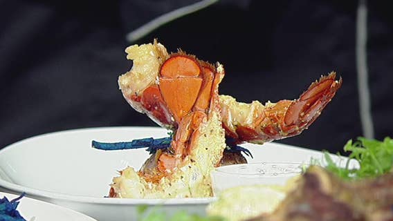 Roasted Lobster Tail with Garlic Cream Sauce