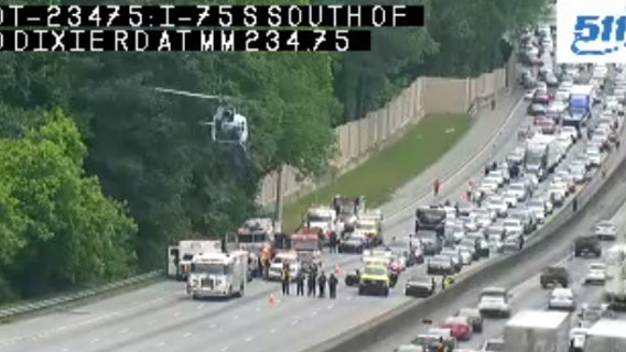 Lanes re-open on I-75 north before Old Dixie Highway