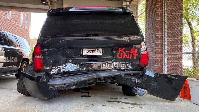 Car crashes into patrol SUV with officer, K-9 inside, police say