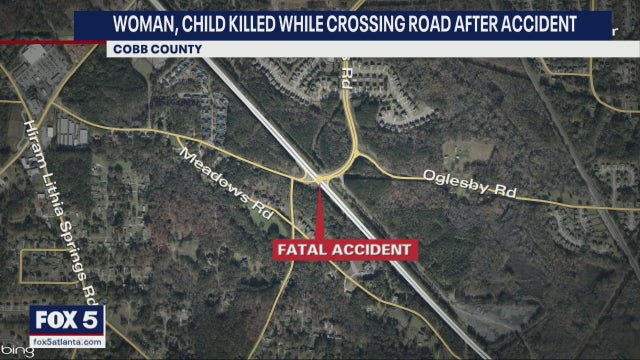 Woman, child killed while crossing Cobb County road following accident, police say