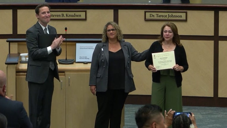 Riverside Elementary School, the GCPS Transportation Department and the school district thanked bus driver Patricia Rodriguez for her actions during a May 19 board meeting.