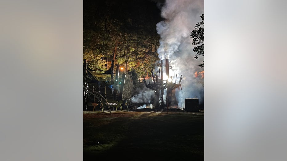A Chastain Park residents shared this photo with FOX 5 showing the aftermath of the playground treehouse fire on May 14, 2022.