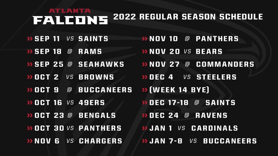 Atlanta Falcons schedule 2022: Opponents set