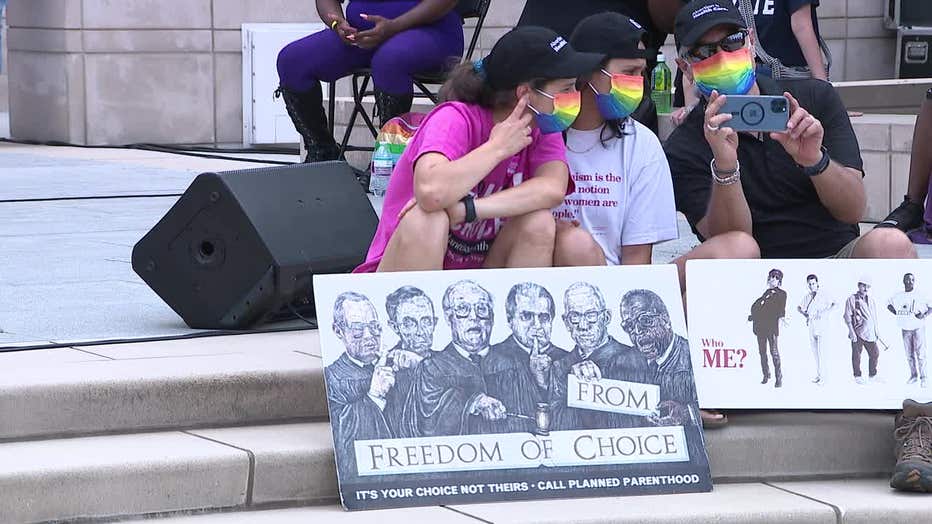 Pro-choice advocated held a 'Bans off our Bodies' rally at Liberty Plaza in front of the Georgia Capitol in Atlanta on May 14, 2022.