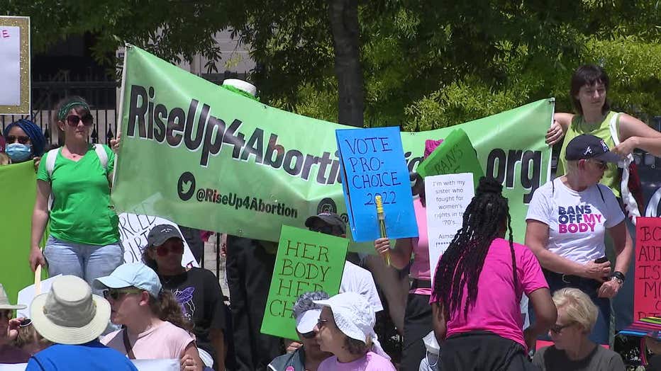 Pro-choice advocated held a 'Bans off our Bodies' rally at Liberty Plaza in front of the Georgia Capitol in Atlanta on May 14, 2022.