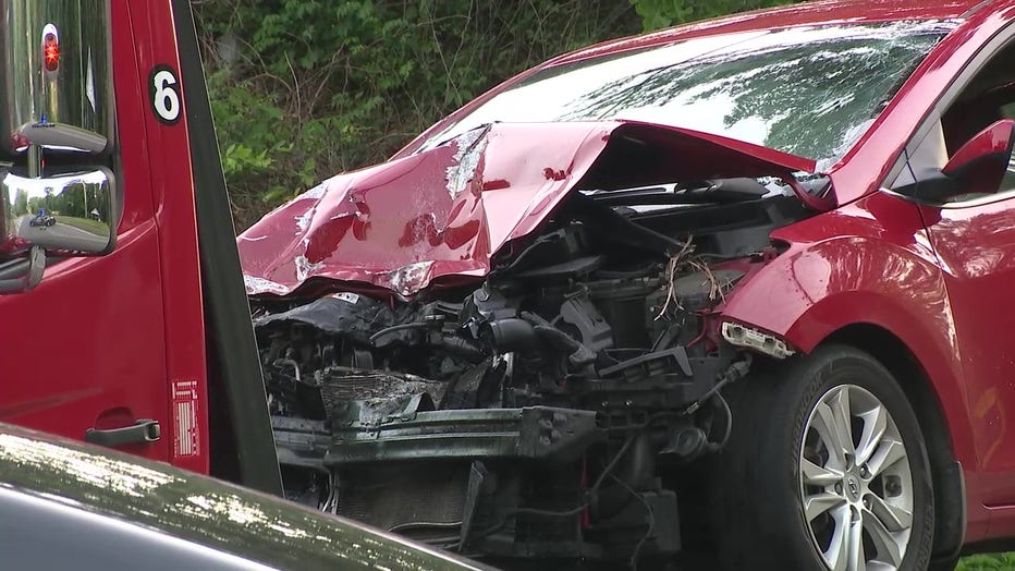 A car slammed crashed into a daycare van causing it to overturn in DeKalb County on May 5, 2022.