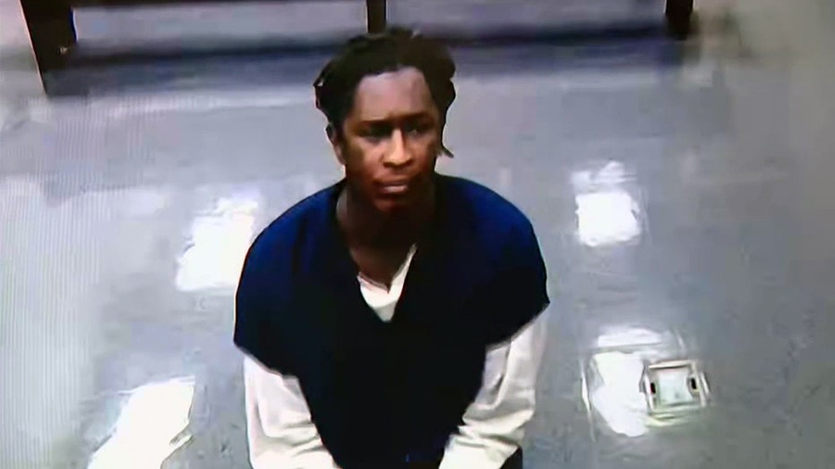 Jeffery Lamar Williams, who goes by the stage name Young Thug, appears before a judge via video link from the Fulton County Jail on May 10, 2022.