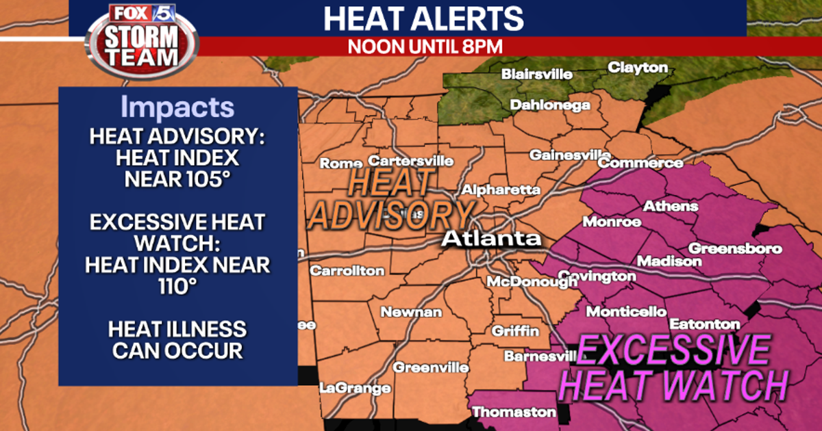Georgia Heat Alerts: Excessive Heat Watch, Advisory cover state for ...