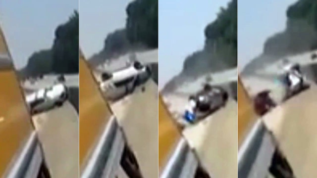 Georgia deputy narrowly escapes injury in chain-reaction crash on I-85