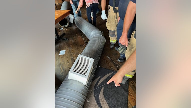 Ductwork at the Mystic Grill in Covington fell from the ceiling on June 14, 2022.