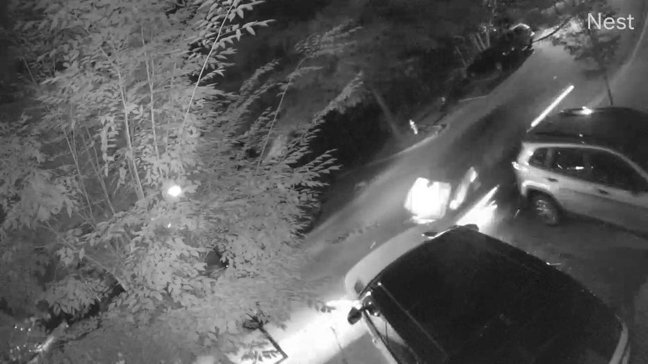 Home surveillance video shows a car losing control, slamming into several mailboxes and ultimately a tree in the Glenridge Creek Townhomes on June 5, 2022.