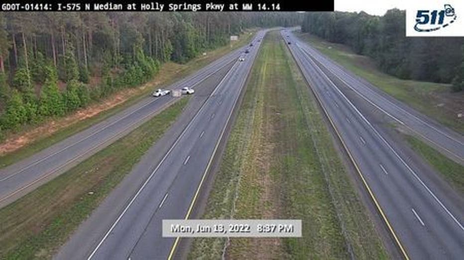 The exit ramp from I-575 northbound to the Holly Springs exit was closed due to an officer-involved shooting on June 13, 2022.
