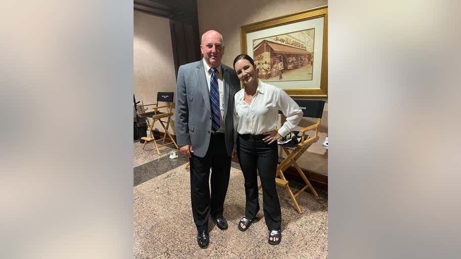 Muscogee County Sheriff's Office Major Joe McCrea with Kristin Davis.