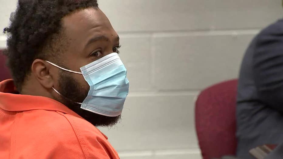 Jamichael Jones, who is accused of shooting and killing rapper Trouble, appeared in court in Rockdale County, Georgia during a bond hearing on June 15, 2022.