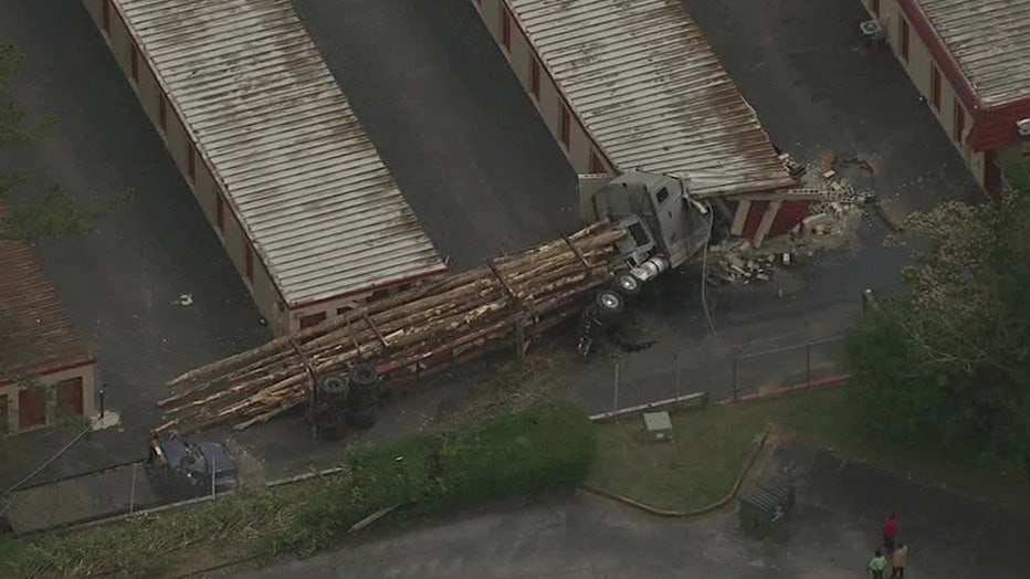 SKYFOX 5 flew over the scene on 4100 block of Snapfinger Woods Drive and saw the vehicle resting on its side near a storage unit.