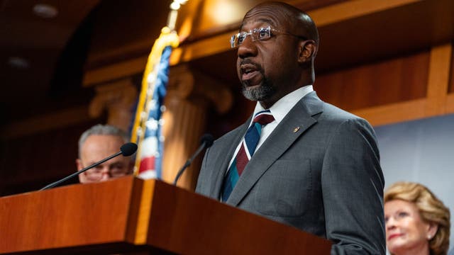 Sen. Raphael Warnock cites ‘bipartisanship,’ avoids Biden in Georgia