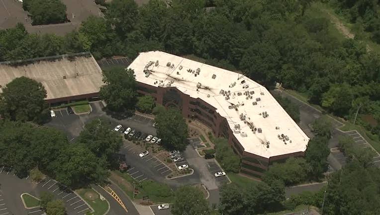 SKYFOX flies over Georgia Highlands College Marietta campus.