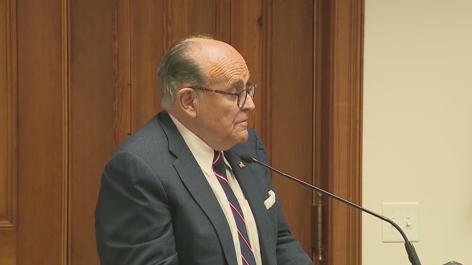 President Donald Trump's former lawyer Rudy Giuliani testifies before a special Georgia Senate subcommittee hearing on Dec. 30, 2020.