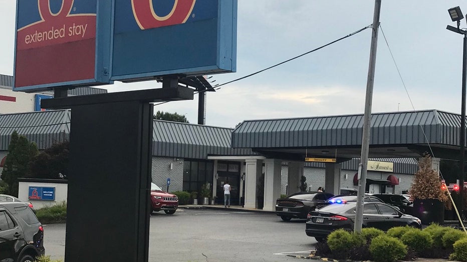Police surround the Motel 6 along Delk Road off I-75 in Marietta after an officer-involved shooting on July 7, 2022.