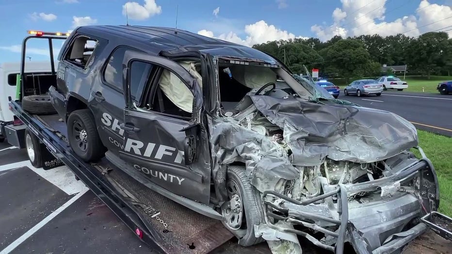 Multiple vehicles were damaged after a pursuit in Coweta County on July 5, 2022.