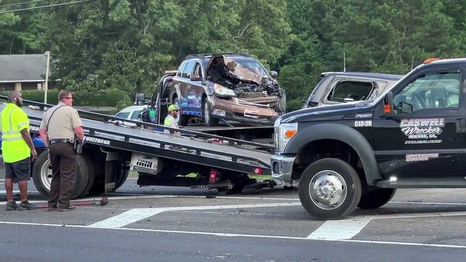 Multiple vehicles were damaged after a pursuit in Coweta County on July 5, 2022.