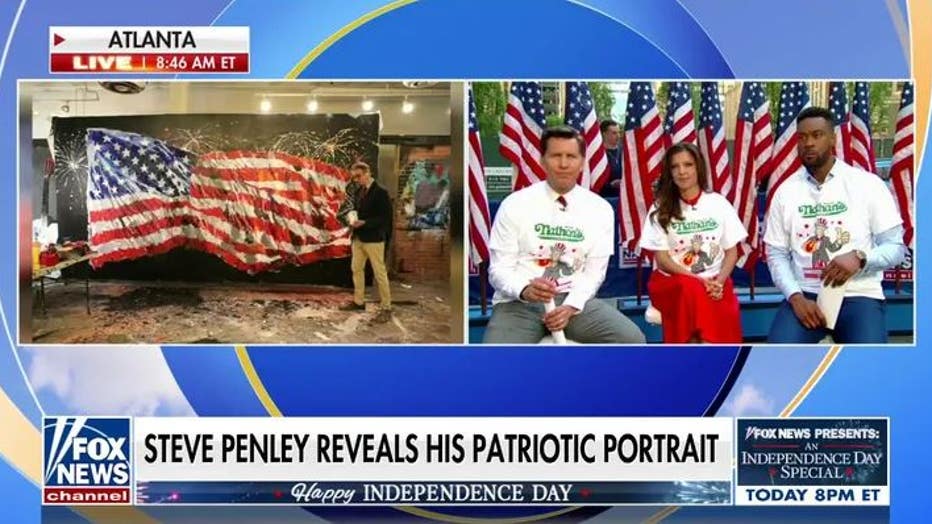 Artist Steve Penley revealed his Fourth of July artwork on "Fox and Friends" on July 4, 2022. (Fox News)