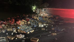 Overturned Publix truck spills groceries on I-285, causes major delays
