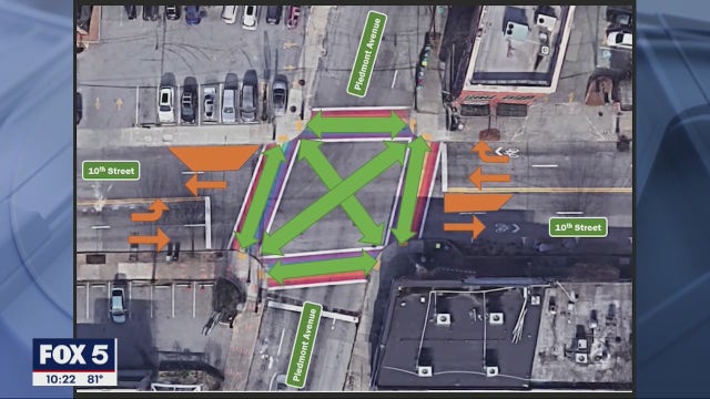 Midtown intersection set to receive pilot program called a "Pedestrian Scramble"
