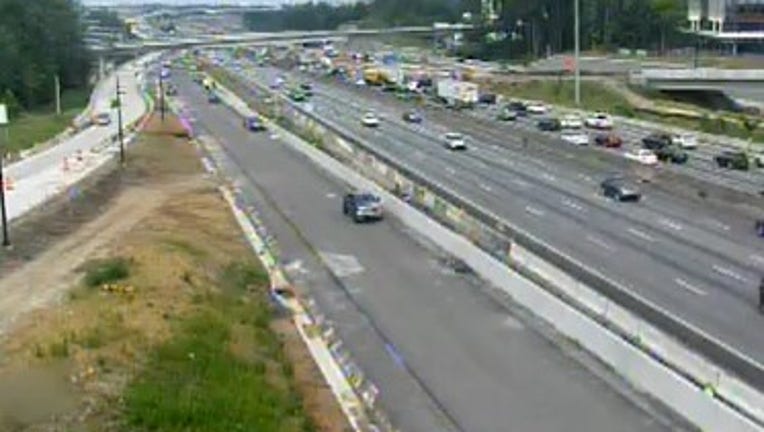 Traffic backed up near weekend construction on I-285.