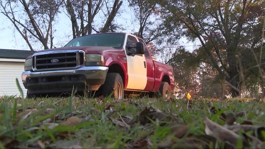 Lucky Hawkins' 2002 Red Ford F250 truck was found abandoned near Clairmont Road and Interstate 85.