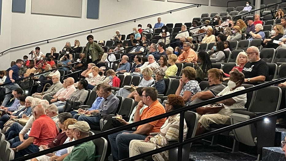 Residents of the proposed city of Mableton attend a town hall meeting addressing questions surrounding the upcoming vote on August 17, 2022.