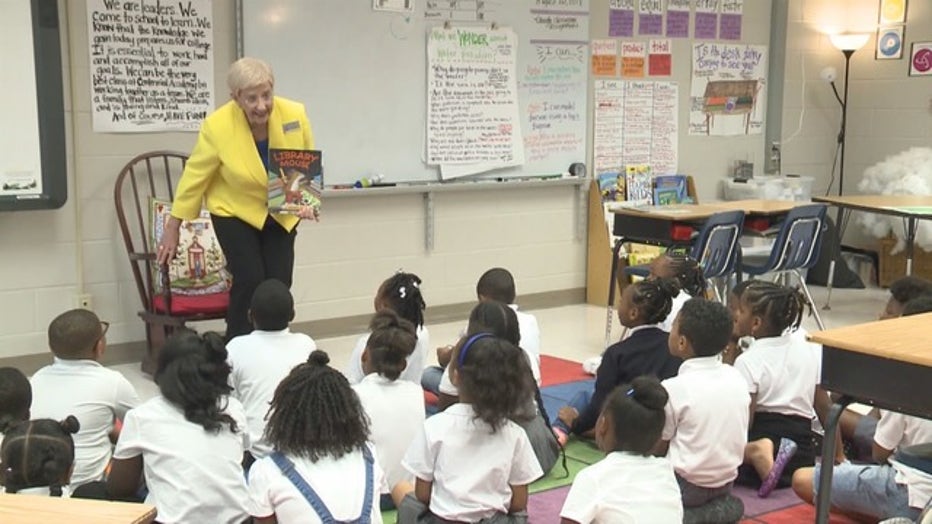 Former Georgia first lady Sandra Deal reads to Rowland Elementary School in Stone Mountain, her 900th school visit, on Oct. 12, 2018.