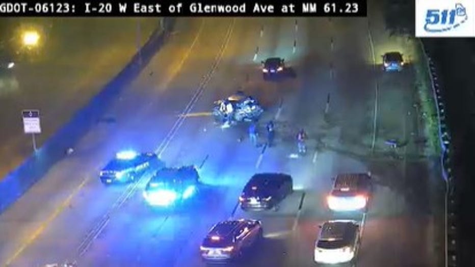 DeKalb County police said a driver was ejected through a windshield and hit by a car on I-20 westbound near Glenwood Avenue. 