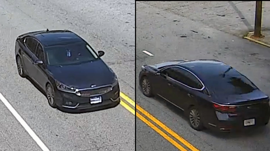 Atlanta police are searching for this dark-colored Kia Cadenza in connection to the shooting of a 3-year-old boy on August 3, 2022.