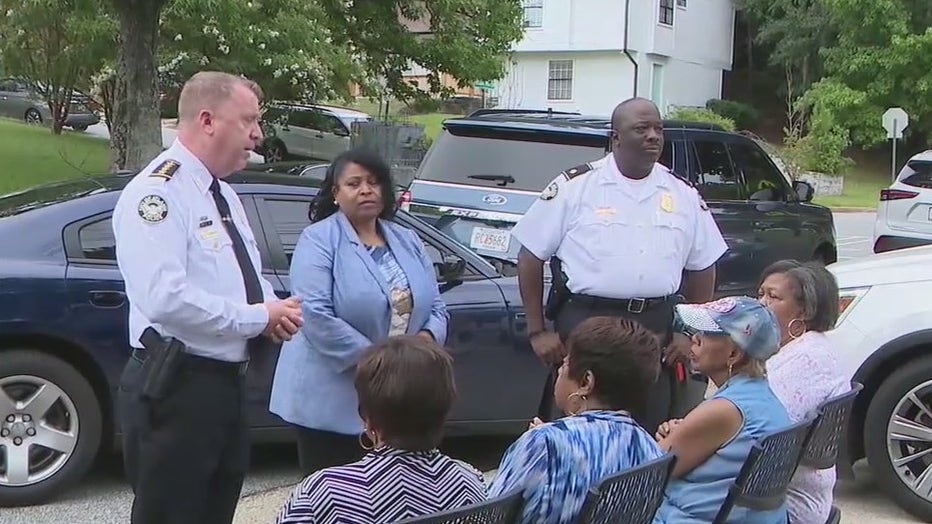 Interim Atlanta Police Chief Darin Schierbaum meets with residents in the Adamsville neighborhood on August 3, 2022.