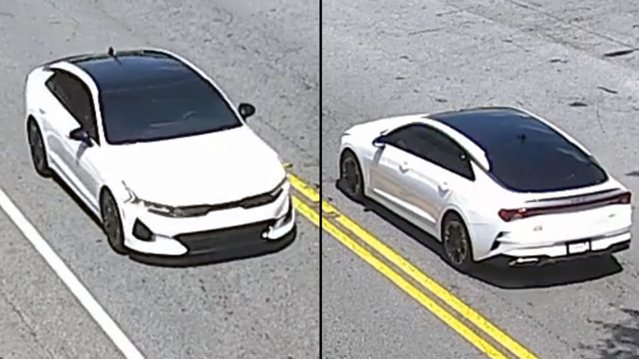 Atlanta police are searching for this white Kia K5/Optima in connection to the shooting of a 3-year-old boy on August 3, 2022.