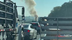 Tractor trailer fire shuts down I-285 in Sandy Springs