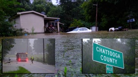 Heavy rain floods roads, homes while submerging cars in NW Georgia
