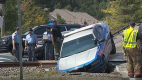 Motorcyclist leading high speed chase gets away when patrollers crash