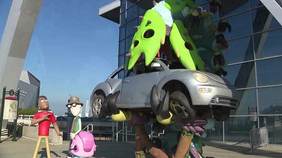 Adult Swim display brings 'alien worm' to State Farm Arena