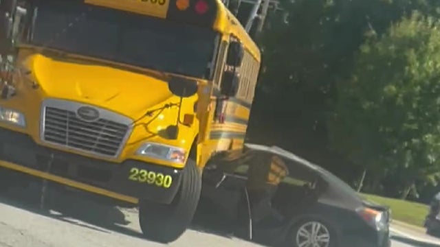 Minor injuries after car crashes into school bus in DeKalb County
