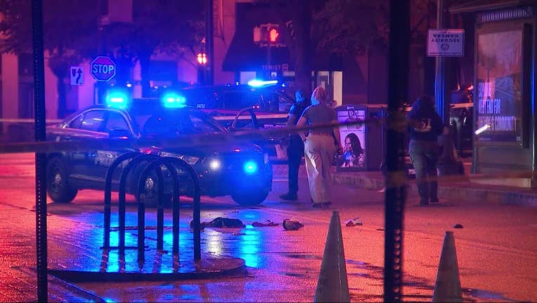 Police investigate a shooting near Five Points on Sept. 10, 2022.