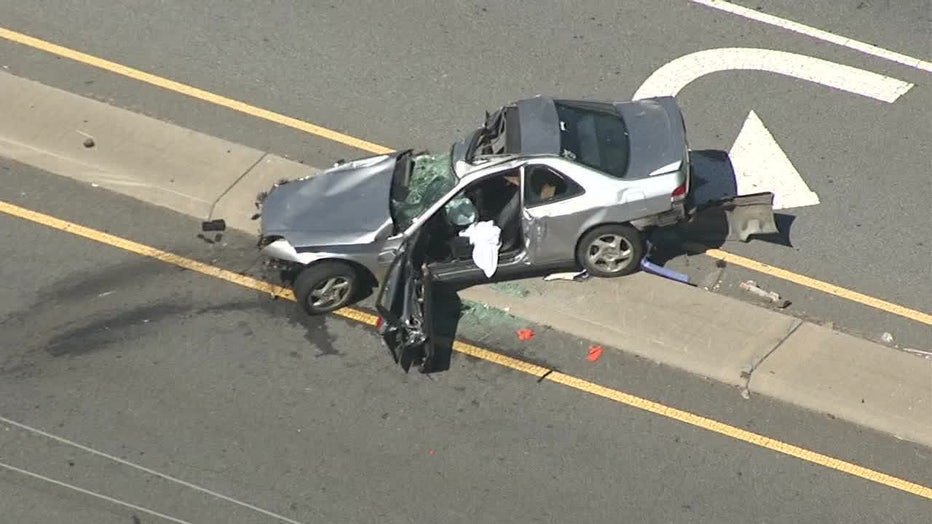 A 2001 Honda Prelude damaged in a car crash on Sept. 26 on Cobb Parkway.