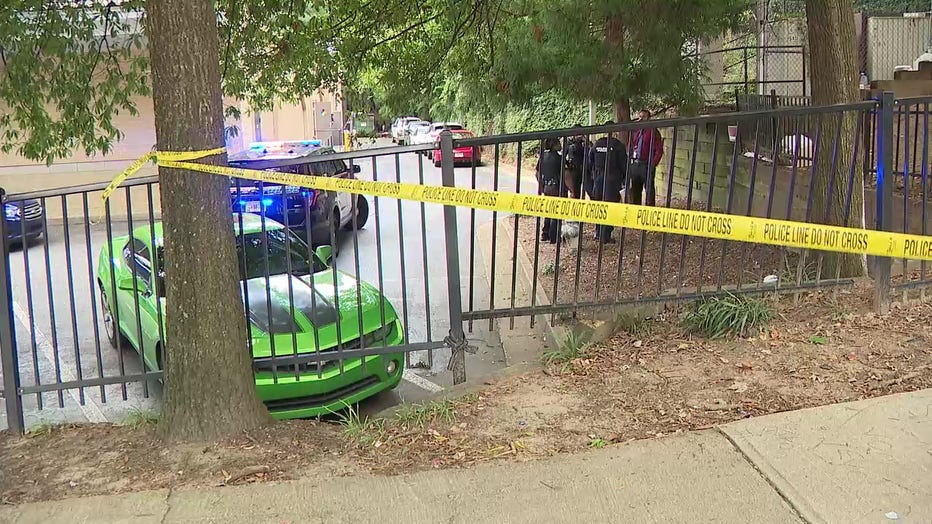 Atlanta police investigate a shooting at a busy Midtown shopping center on Sept. 8, 2022.