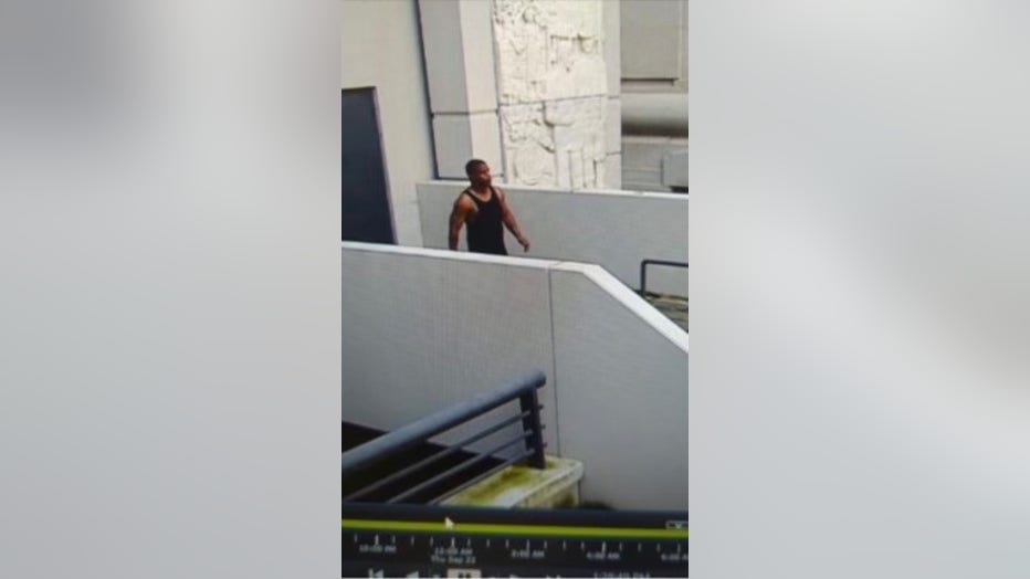 Police released an image of a suspect wanted for assaulting a woman in a Fulton County courthouse bathroom.