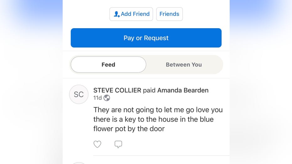 FOX 5 Atlanta obtained the original Venmo transfer from Steve Collier to Amanda Bearden. 