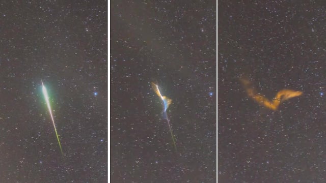 Watch: Fireball explodes in Earth’s atmosphere during meteor shower, producing glow